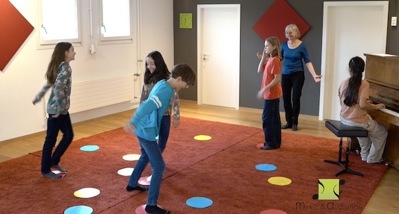 Gruppe von Schulkindern beim spielrischen Vertiefen der LSA: Erkennen der Funktionen